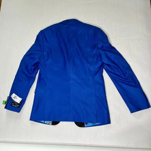 Paisley & Gray Slim Fit Royal Blue Blazer With Black Lapel & Floral Lining Size - Picture 4 of 6